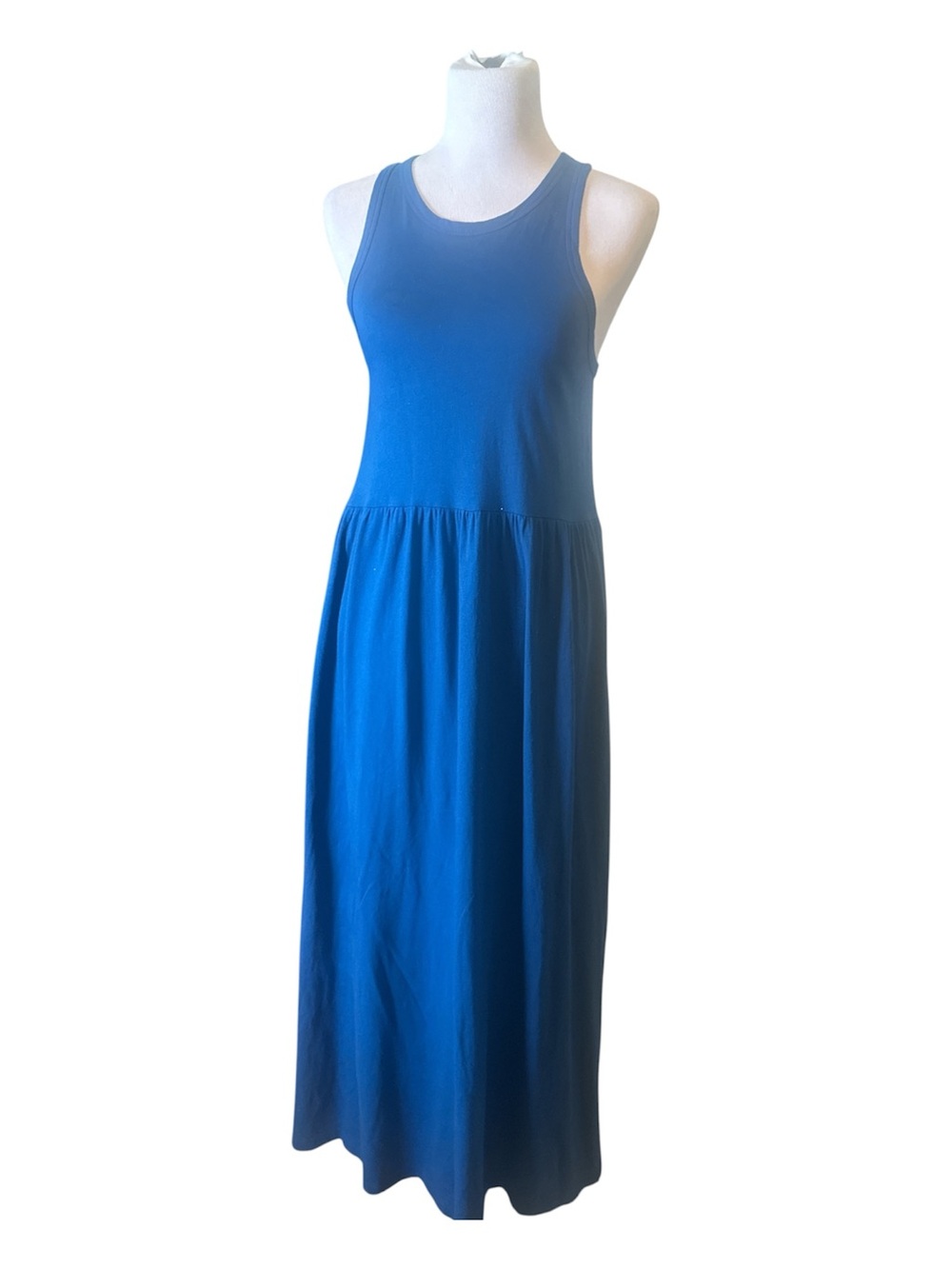 J Crew Dress Tank Sleeveless Sz S Blue Maxi Drop Waist